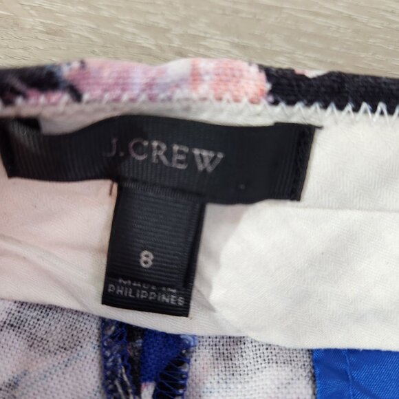 J. Crew Floral Print Cotton Linen Blend Shorts Blue Pink Womens Size 8 - Picture 10 of 15